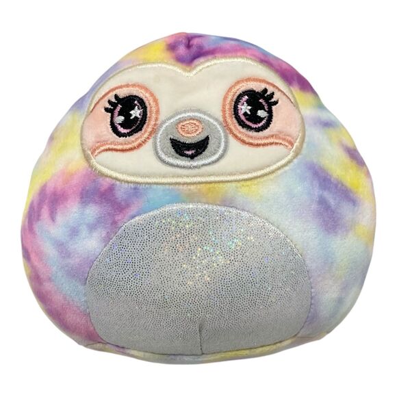Squishmallows Mystery Squad Glitter Belly Tye Dye Sloth Multicolor 5 Inch - Picture 1 of 6